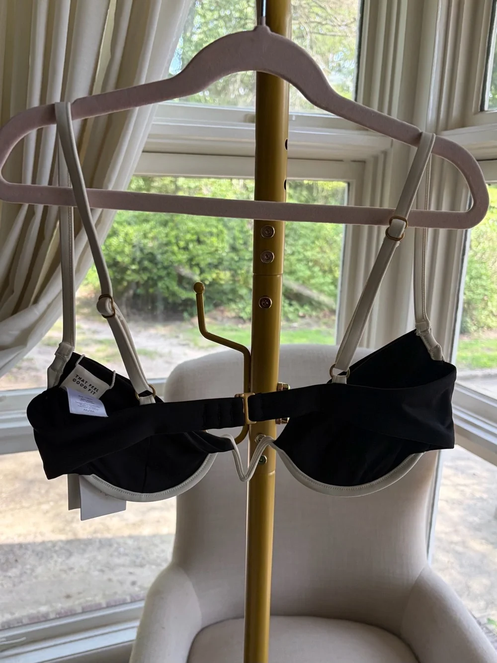 l*space Black Bikini Top with Cream Trim